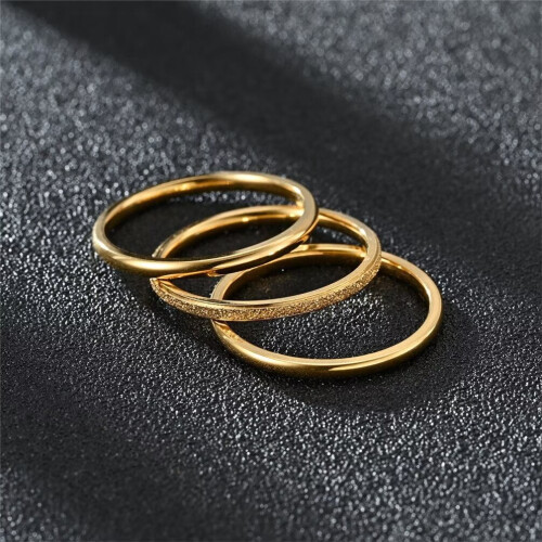 Women's Stainless Steel Stacking Ring Set Gold Size 6 1