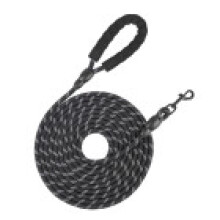 (Black, 10m) Large Walking Dog Rope Nylon Reflective With Safety Handle Exercise For Outdoor