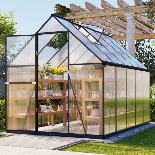 Birchtree BIRCHTREE 6X10FT Polycarbonate Greenhouse Dark Grey 1