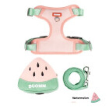 (Pink, S) Small Shape Fruit Dog Nylon Pet Chest Harness With Flexible Leash Daily Walks For