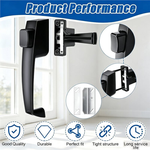 2 Pack Black Aluminum Screen Storm Door Push Button , Replacement Handle for 5/8"-1-1/4" Thick Doors 2