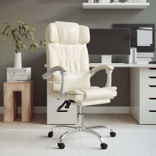 vidaXL Reclining Office Chair Cream Faux Leather