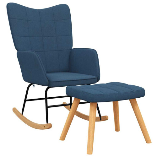VidaXL vidaXL Schaukelsessel mit Hocker Blau Stoff 1