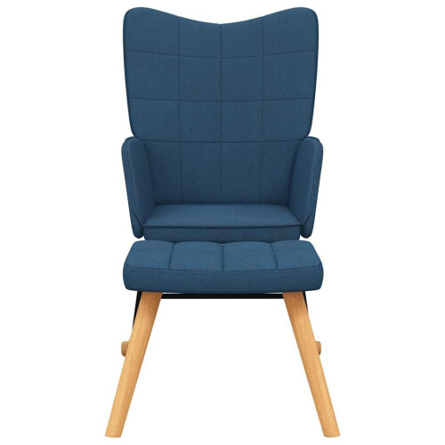 VidaXL vidaXL Schaukelsessel mit Hocker Blau Stoff 2