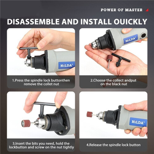 HILDA Electric Drill Rotary Tool Electric Tools Variable Speed 400W  Drill 6 Position Rotary Tools  Grinding Machine EU Plug 1