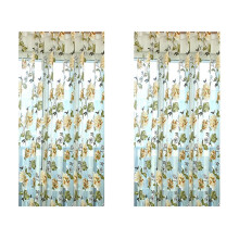 Yellow Peony Gauze Curtains for Glass Door 2 pcs