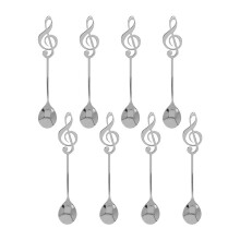 8Pcs Cute Music Theme Tea Stirring Spoon Coffee Spoon Stainless Steel Note Shape Small Ice Cream Dessert Scoop Flatware