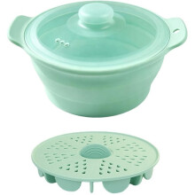 42oz Silicone Microwave Food Steamer with Steam Basket, CollapsibleSteamer for Cooking Vegetable, Seafood, Dumplings