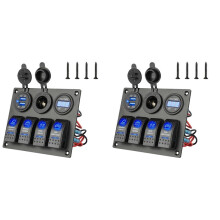 2X 12-24V 4 Gang Umschalten LED Kipphebel Schalter Leistung Schaltkreis Schalter Wasserdicht für Auto Marine Boote