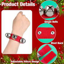 48 Pcs Wrist Band Bells Bracelets Jingle Bells Musical Ankle Bells Rhythm Instrument for Kids Christmas Party Favors-A