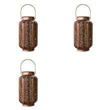 3X Solar Lantern Lights Outdoor Vintage Metal Hanging Lanterns with Handle for Garden Accessories Porch Decorations