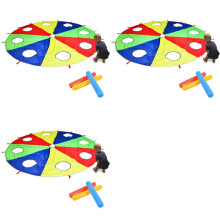 3X Arco Iris Paracaídas Paracaídas 6 Pies, Jugar Al Aire Libre Juego de Paracaídas (W Mouse) Juguete de Actividad con 9X Palos de Aire 2M