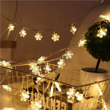 2X 20LED Flocon de Neige Chaîne Lumière Noël Guirlande Fée LED Boule Lumière Lanternes Noël Extérieur Fête Décor Batterie Puissance