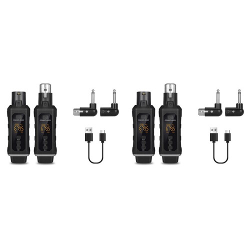2X UHF XLR Adapter System Wireless Microphone Transmitter Receiver System for Dynamic Microphone Guitar Audio Mixer