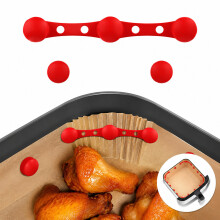 Magnetische Silikon-Schnallen 3er-Set für Heißluftfritteuse — lebensmittelechte, hitzebeständige Clips zum Fixieren von Backpapier Red