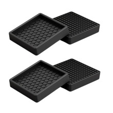Square Silicone Table Leg Pads 5cm Diameter - 4-Pack Anti-Slip Suction Base Floor Protectors Black