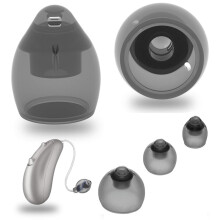 Belüftete Silikon-Hörgeräte-Ohrkappen, kompatibel mit Phonak 4.0, Schwarz, S, M, L, 6 Stück