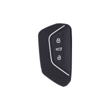 Housse de clé en silicone compatible avec Volkswagen Golf 8, ID4X, R-Line et Touareg X — Coque protectrice à prise nid d'abeille White+Black