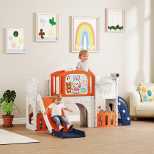 AIYAPLAY 7 in 1 Toddler Slide Set, Frog Theme Playset with Basketball Hoop