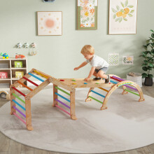 AIYAPLAY 9 in 1 Climbing Frame with Ramp, Slide, Arch, Ladder, Blackboard