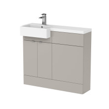 Alrewas Contemporary 2 Door Left-Hand Floor Standing Combination Unit with Basin, Pebble Grey, 1000mm