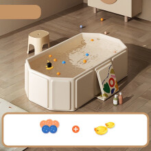 Collapsible Bathtub for Pets with Non-Slip Base, Beige