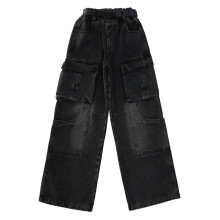 Girls Winter Cargo Jeans Lined Thickened Straight Leg Pants