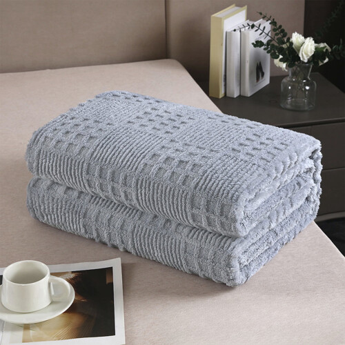 Polyester Fleece Throw Blanket 100x150cm Grey 1 Piece 2