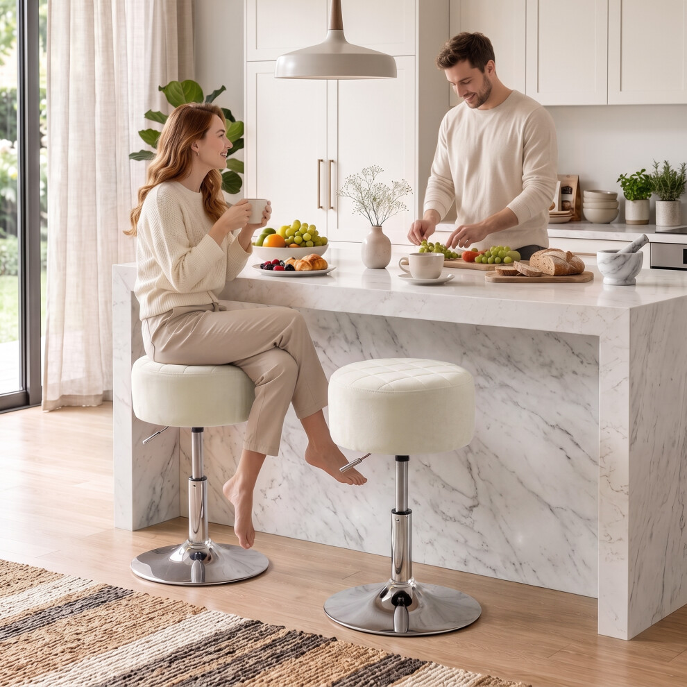 Homcom Bar Stool Adjustable Swivel 1 Piece, Beige