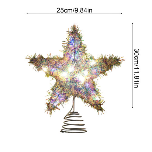Tinsel Star Tree Topper 11.8 Inch Shiny Iridescent 2