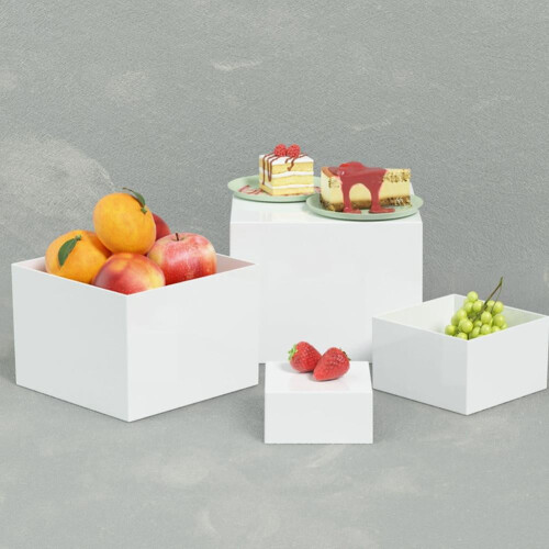 Acrylic White Buffet Risers 6PCS Large Cube Boxes 2