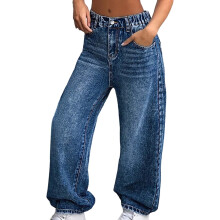 High Waist Wide Leg Jeans for Young Ladies 1 Pair