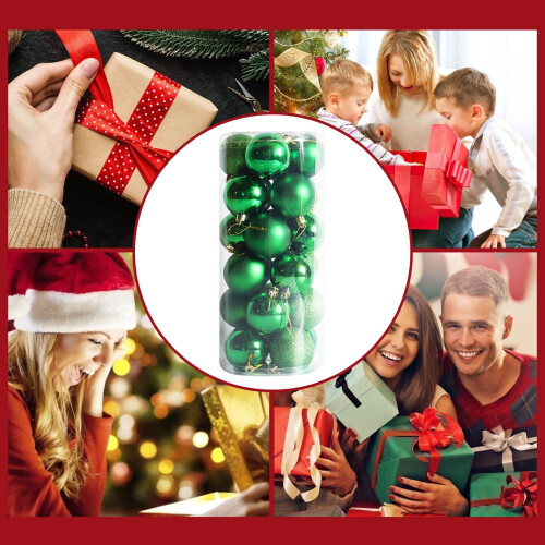 Christmas Tree Ornaments Green 3cm 24-Pack 2