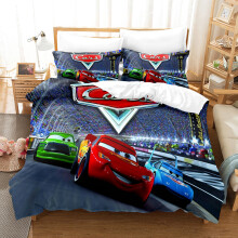 (Single 150x200CM) Pixar Cars Lightning Mcqueen Single Double 3D Duvet Cover Kids Cartoon Quilt Cover