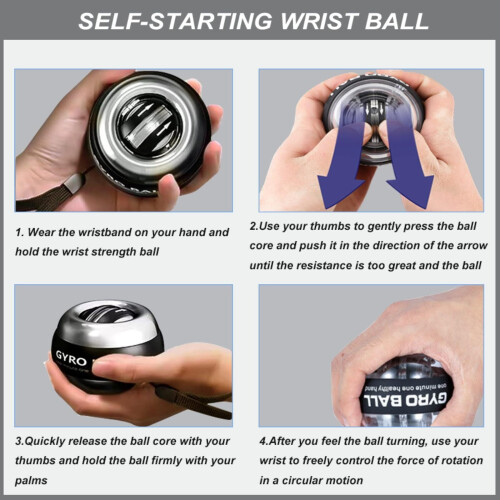 Metal Torque Ball Hand Exerciser Gyro Wrist Trainer with 1
