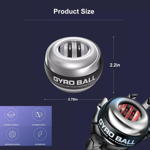 Metal Torque Ball Hand Exerciser Gyro Wrist Trainer with 2