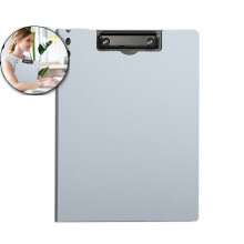 A4 Foldable Clipboard with Dual Metal Clips and Pen Holder