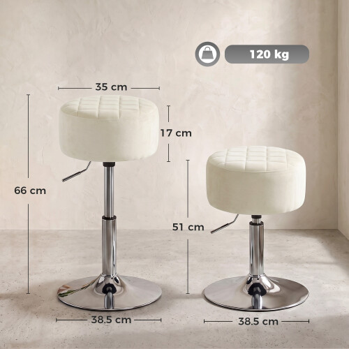 Homcom HOMCOM Bar Stool Adjustable Swivel 1 Piece, Beige 2