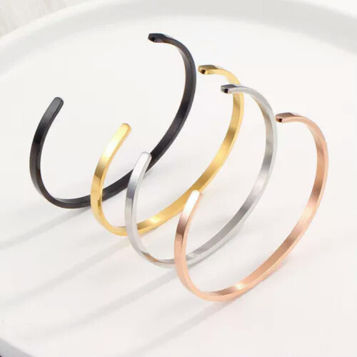 Titanium Stainless Steel Bangle Cuff Bracelet Rose Gold 2