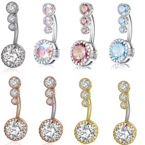 Women's 925 Silver Belly Bars Navel Rings 4 2