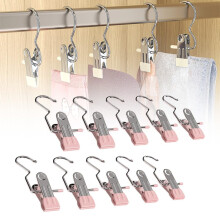 Stainless Steel Rotating Hanging Hook Clip for Clothes,
