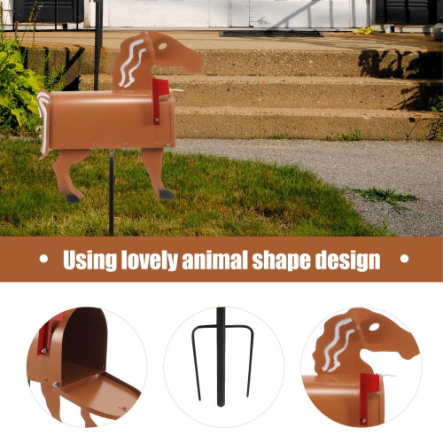 Horse-Shaped Iron Outdoor Wall-Mounted Mailbox 1 Set 2