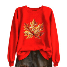 Women's Crewneck Sweatshirt Fall Leaf Graphic Long Sleeve