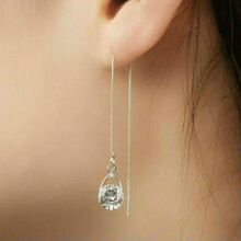 925 Silver Crystal Drop Earrings for Women