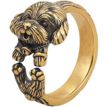 Puppy Stacking Ring Vintage Gold Adjustable Finger Band