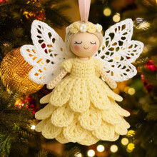 Crochet Angel Ornament Yellow Christmas Tree Hanging Pendant
