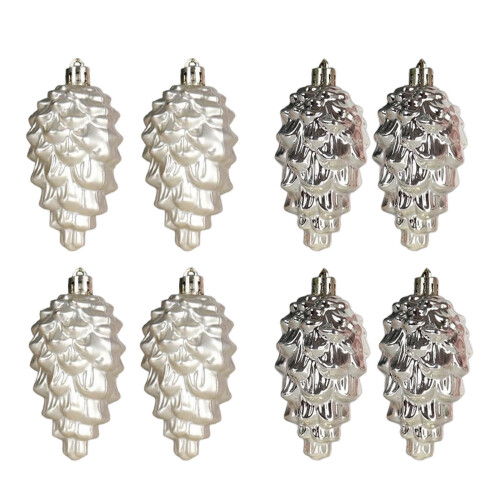Christmas Tree Ornaments Plastic Ball Pendant 8pcs Beige