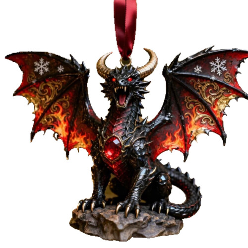 Dragon Stained Glass Ornament Set 4 Pieces 1