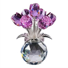 Crystal Rose Ornament Purple 4 inch