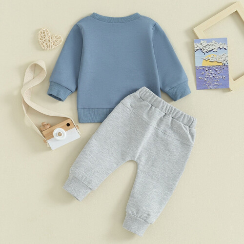 Toddler Boys Clothing Set Blue Long Sleeve Pullover and 2